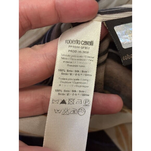 Vintage Roberto Cavalli Y2K One Shoulder Silk Tank Top Blouse Bead Size 38 US 2 - Picture 7 of 11